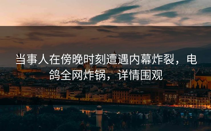 当事人在傍晚时刻遭遇内幕炸裂，电鸽全网炸锅，详情围观