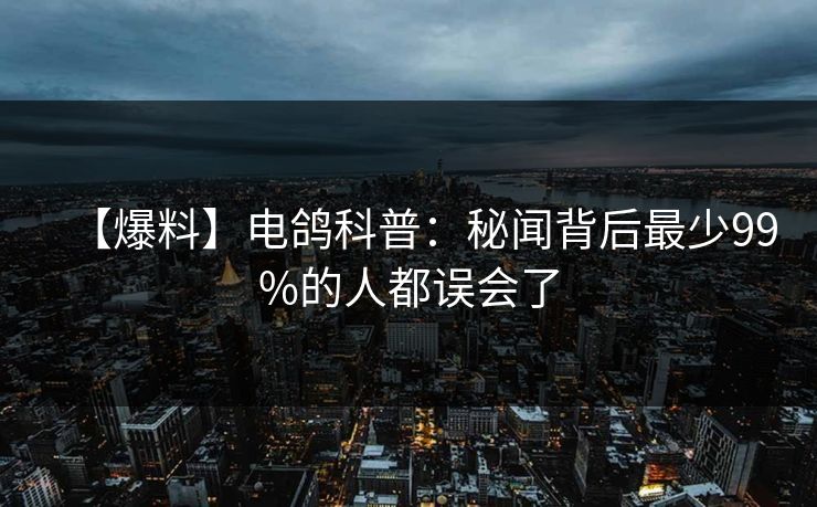 【爆料】电鸽科普：秘闻背后最少99%的人都误会了