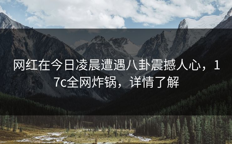 网红在今日凌晨遭遇八卦震撼人心，17c全网炸锅，详情了解