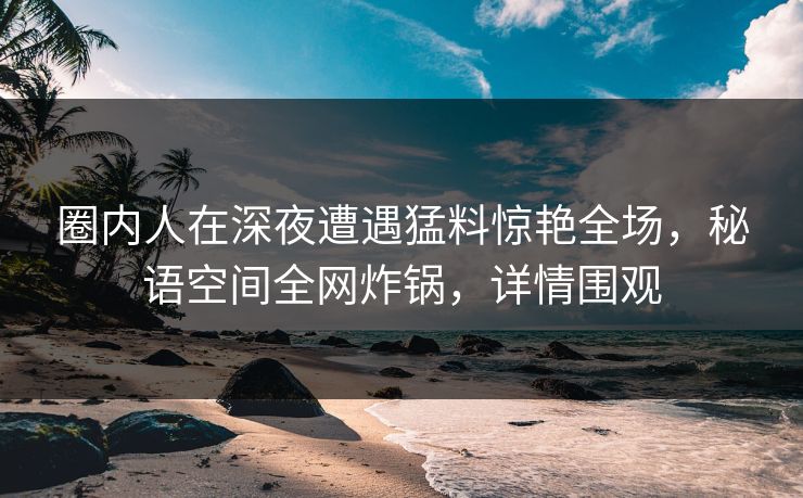圈内人在深夜遭遇猛料惊艳全场，秘语空间全网炸锅，详情围观