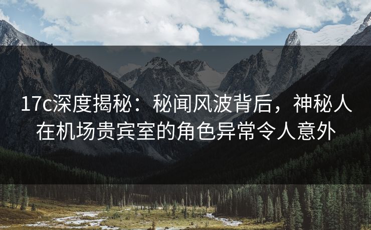 17c深度揭秘：秘闻风波背后，神秘人在机场贵宾室的角色异常令人意外