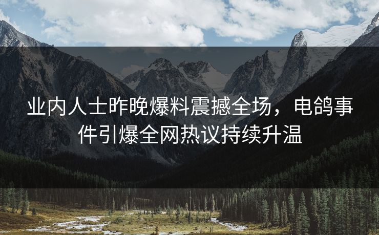 业内人士昨晚爆料震撼全场，电鸽事件引爆全网热议持续升温