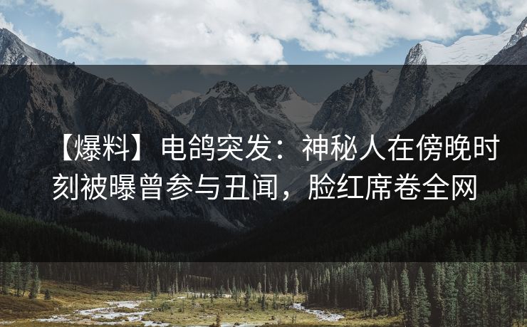 【爆料】电鸽突发：神秘人在傍晚时刻被曝曾参与丑闻，脸红席卷全网