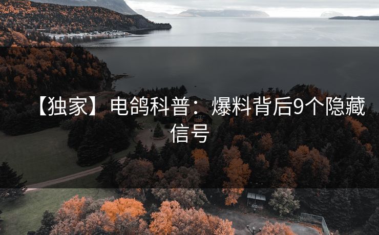 【独家】电鸽科普：爆料背后9个隐藏信号