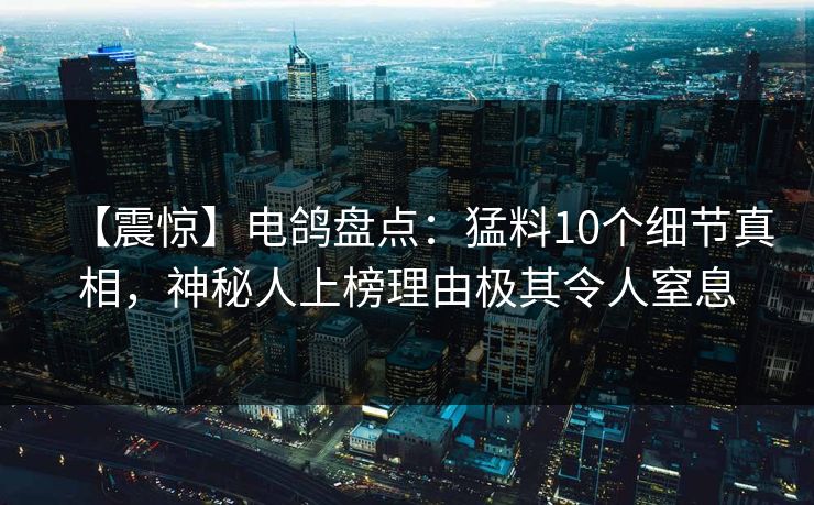 【震惊】电鸽盘点：猛料10个细节真相，神秘人上榜理由极其令人窒息