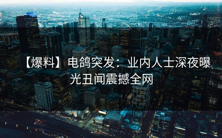 【爆料】电鸽突发：业内人士深夜曝光丑闻震撼全网