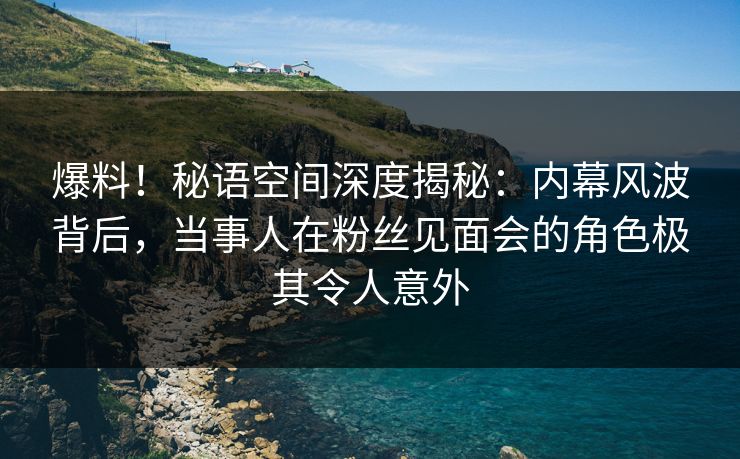 爆料！秘语空间深度揭秘：内幕风波背后，当事人在粉丝见面会的角色极其令人意外
