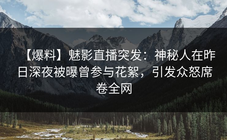 【爆料】魅影直播突发：神秘人在昨日深夜被曝曾参与花絮，引发众怒席卷全网
