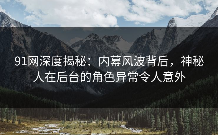 91网深度揭秘：内幕风波背后，神秘人在后台的角色异常令人意外