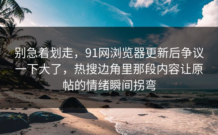 别急着划走，91网浏览器更新后争议一下大了，热搜边角里那段内容让原帖的情绪瞬间拐弯